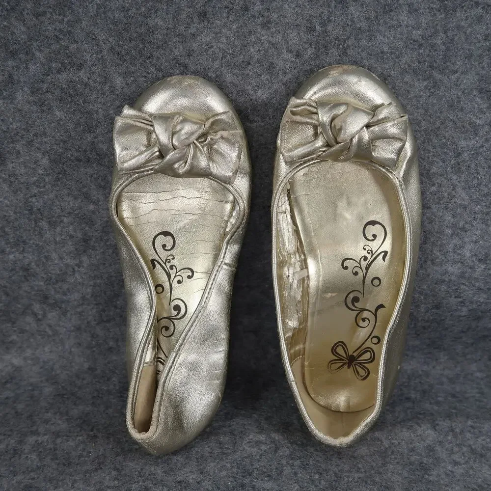 The Childrens Place Shoes Kids Girls 1 Ballet Flats Slip On Bow Knot Metallic